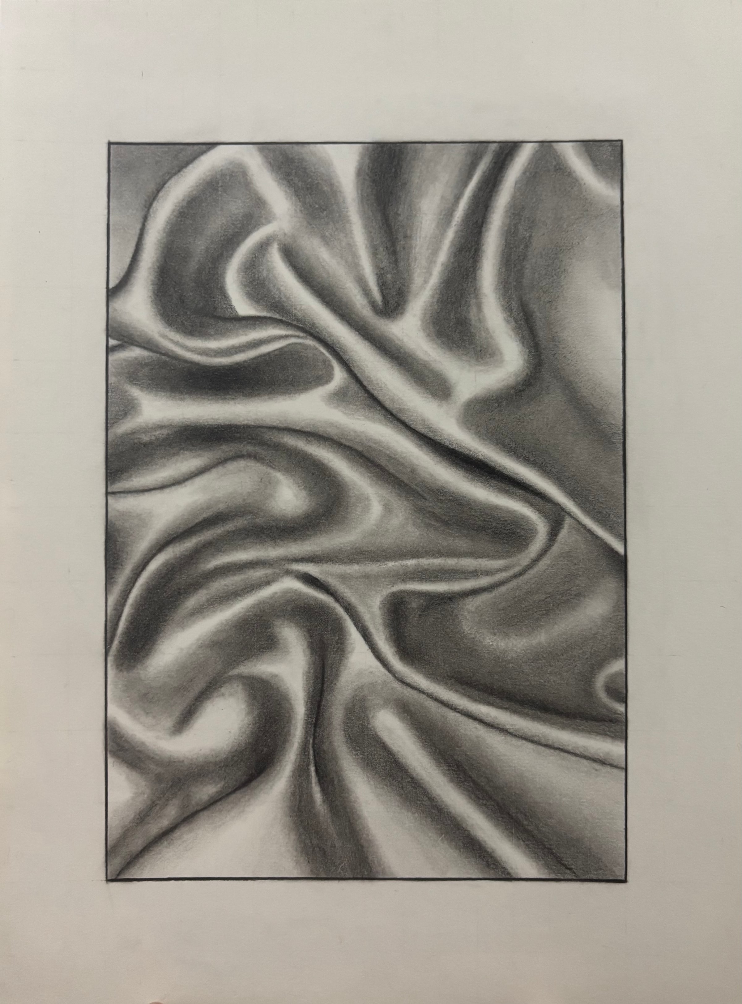 Wrinkles of Silence, graphite on paper by Suman Kumari