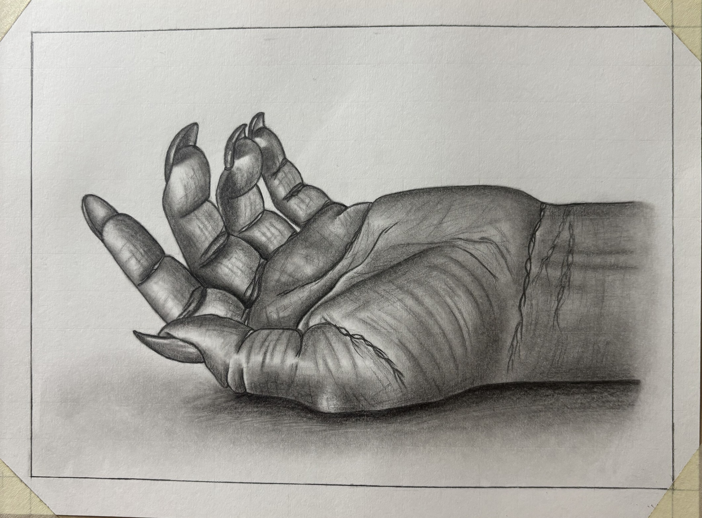 A Sigh of Grief, graphite on paper by Suman Kumari