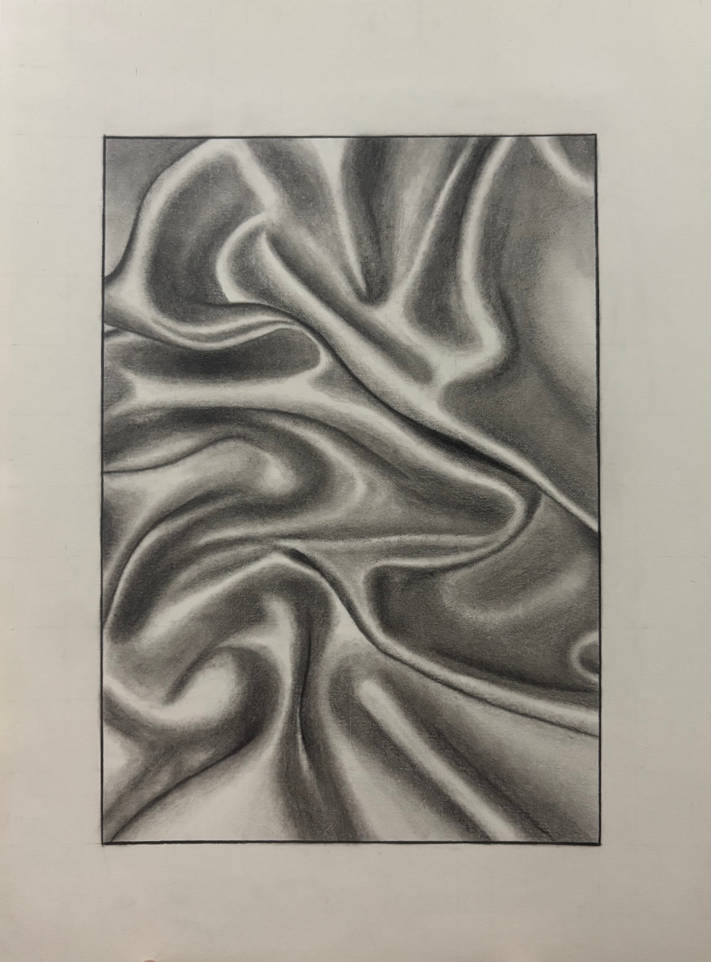Wrinkles of Silence, graphite on paper by Suman Kumari